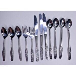 National Stainless Flatware Valinda Silverware Fork Knife Iced tea‎ Spoon set 12